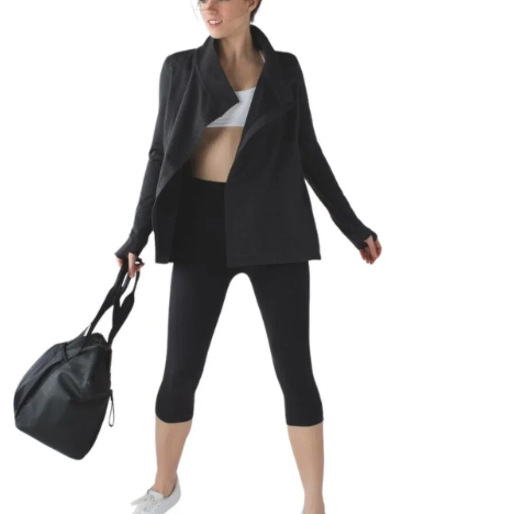 Lululemon Womens 8 Coast Wrap Heathered Black
